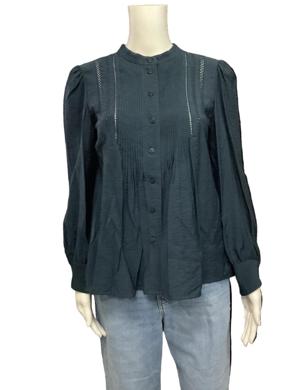 BA&SH Mock Neck Button Up Long Sleeve Top Size: S